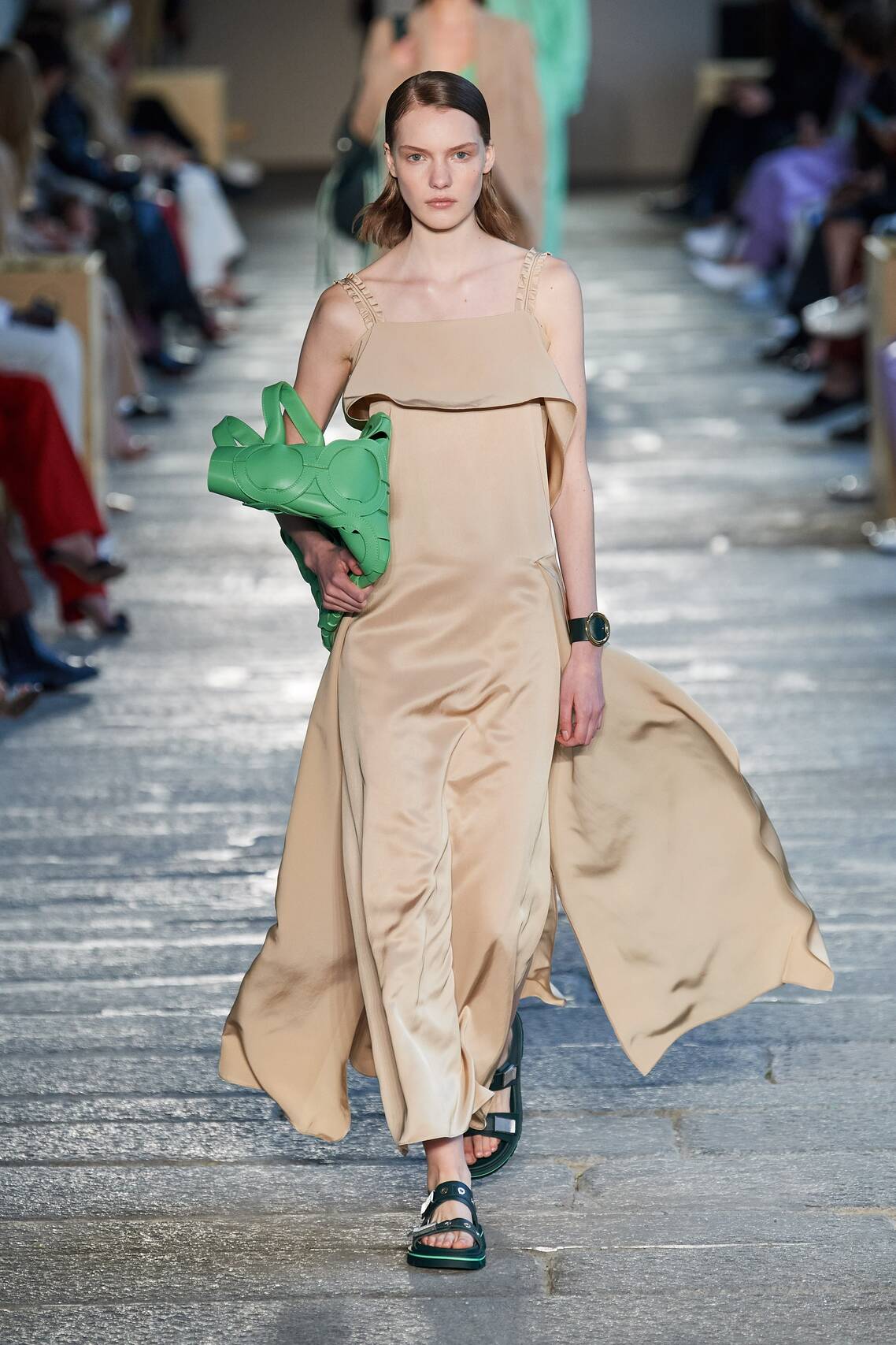 Gorgeous Floral print, eyelets and Irina Shayk among models at the Boss Spring 2021 show.