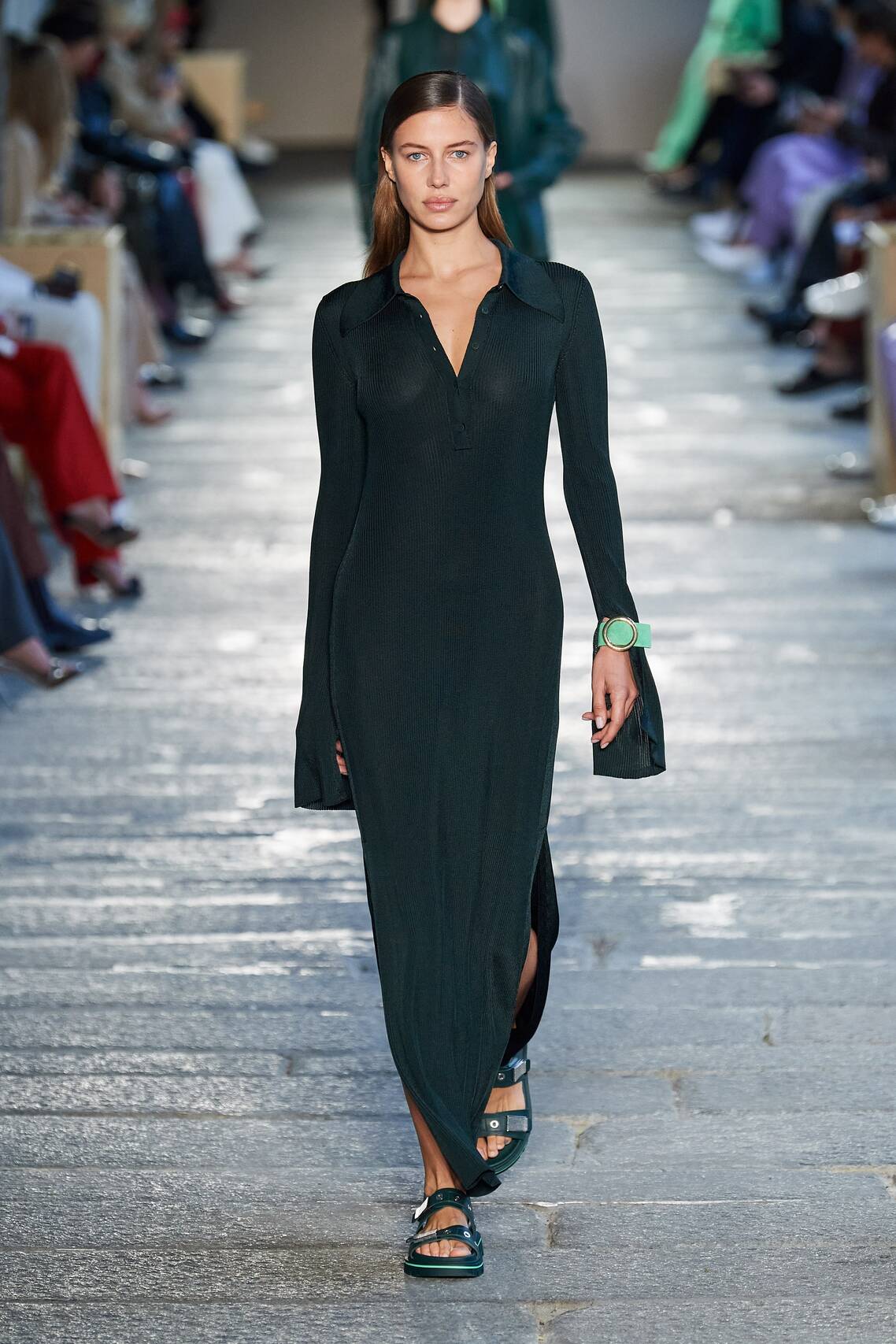 Gorgeous Floral print, eyelets and Irina Shayk among models at the Boss Spring 2021 show.