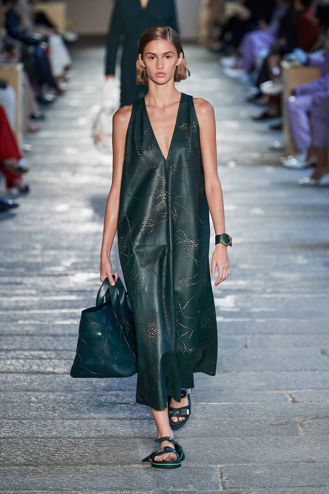 Gorgeous Floral print, eyelets and Irina Shayk among models at the Boss Spring 2021 show.