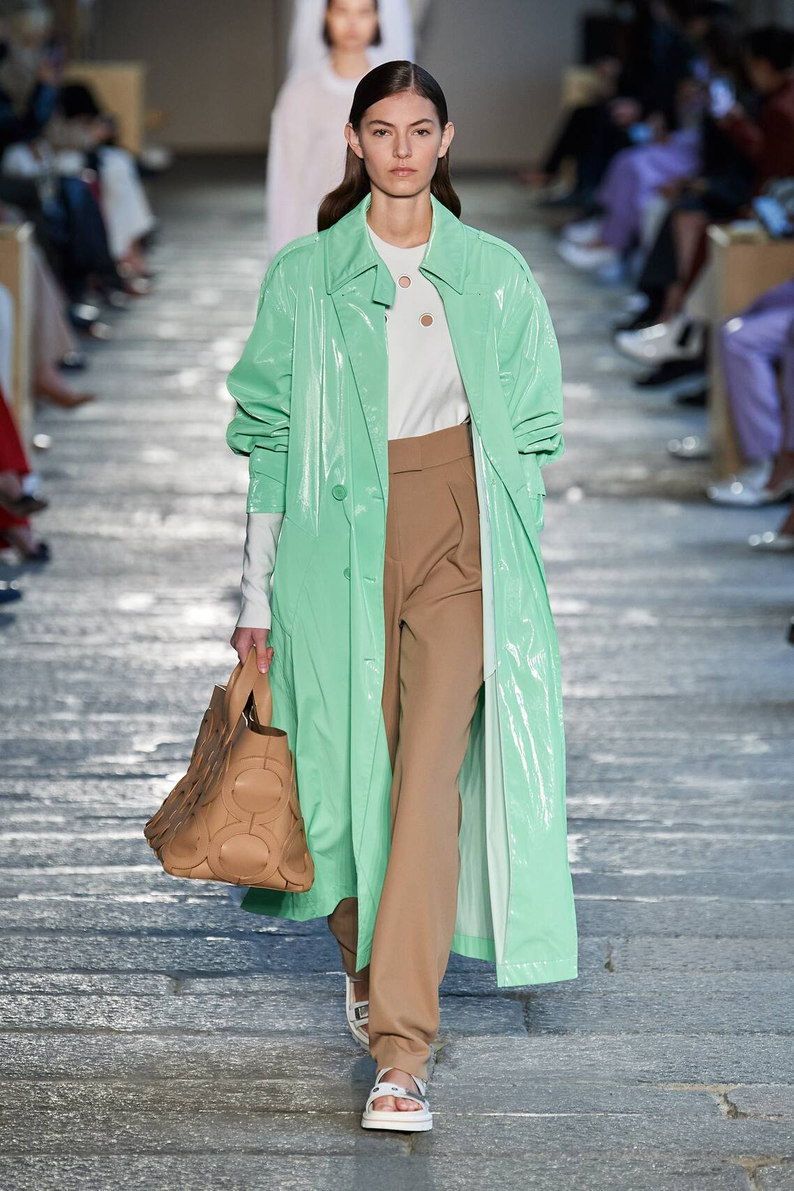 Gorgeous Floral print, eyelets and Irina Shayk among models at the Boss Spring 2021 show.