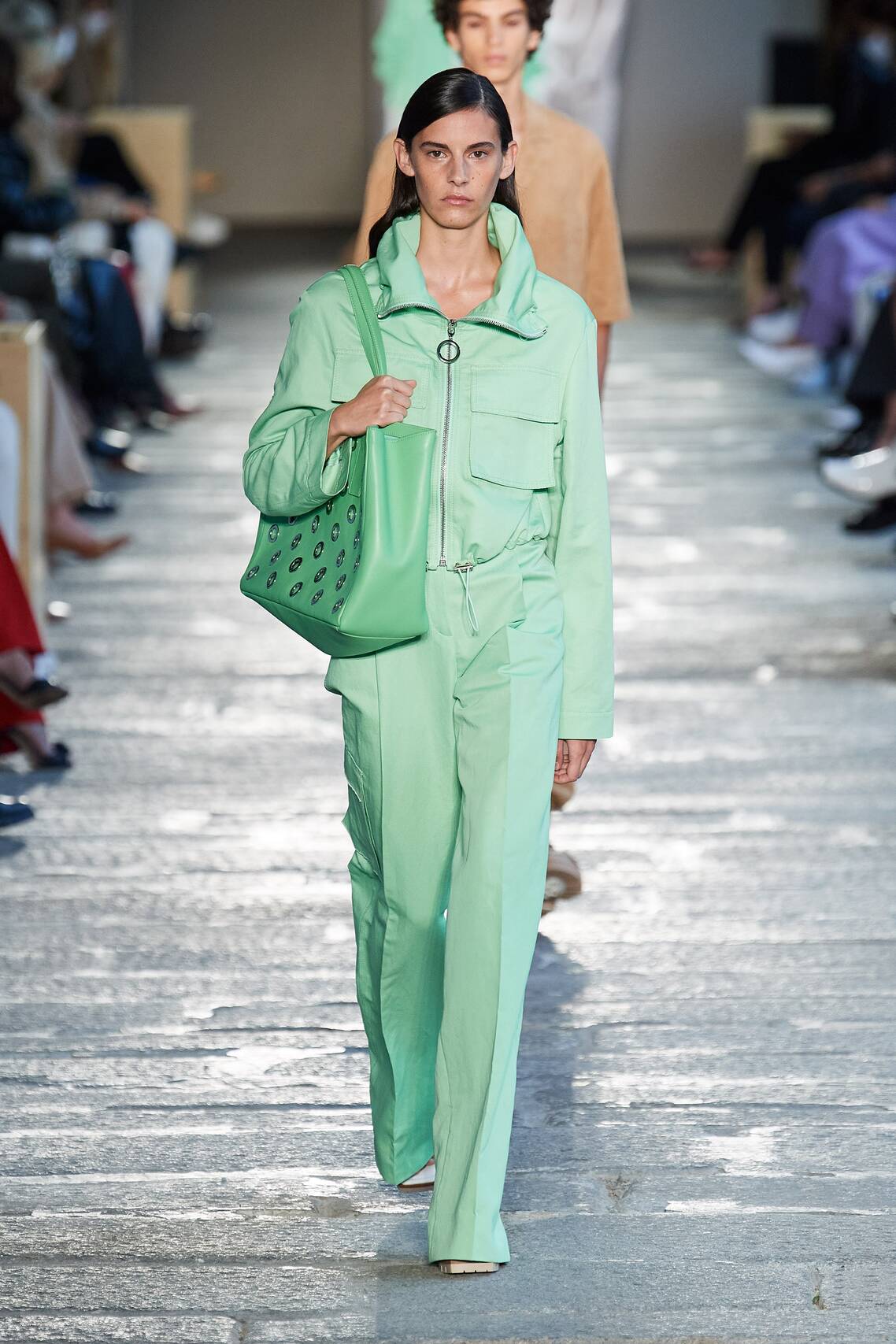 Gorgeous Floral print, eyelets and Irina Shayk among models at the Boss Spring 2021 show.