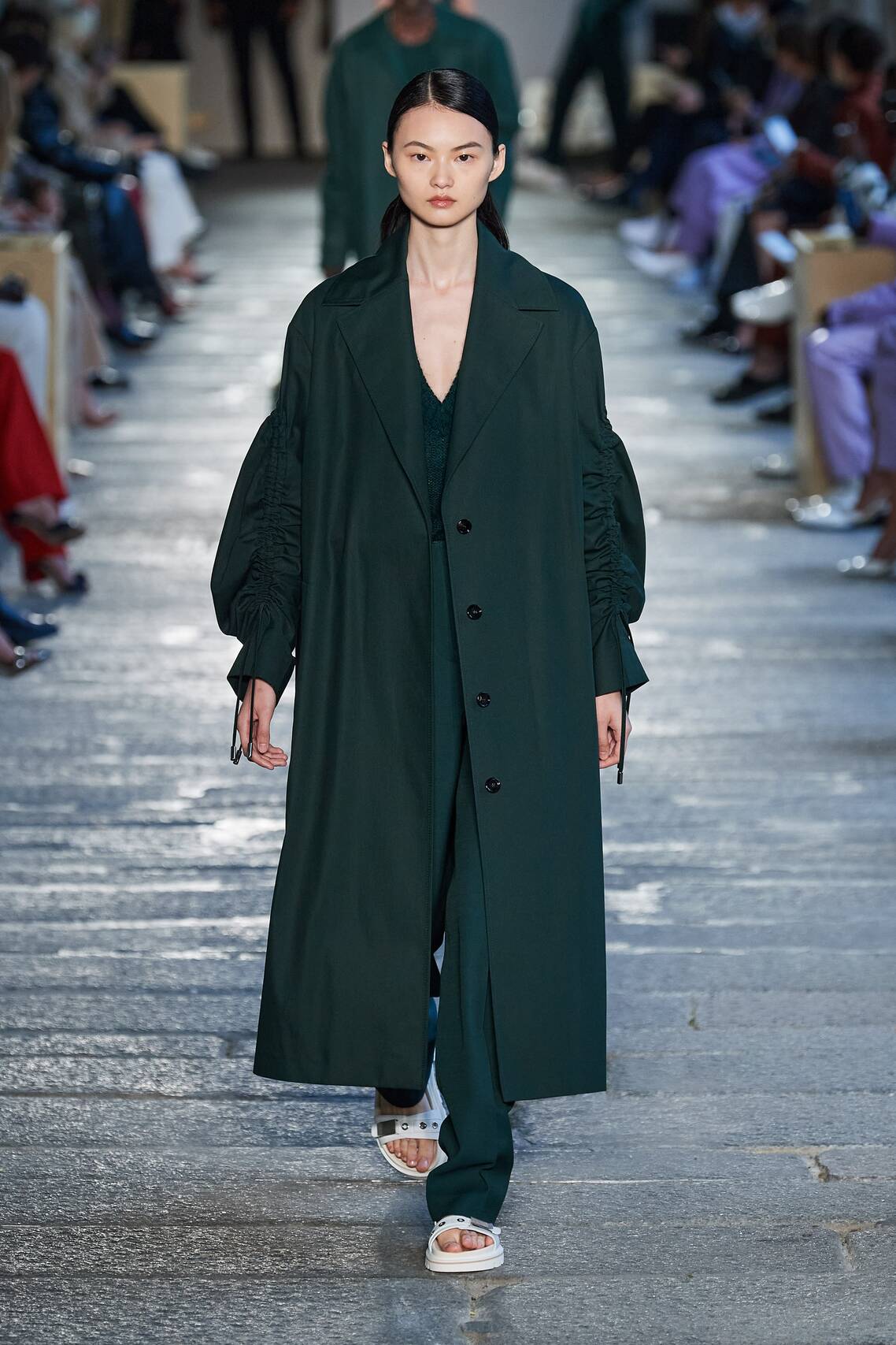 Gorgeous Floral print, eyelets and Irina Shayk among models at the Boss Spring 2021 show.