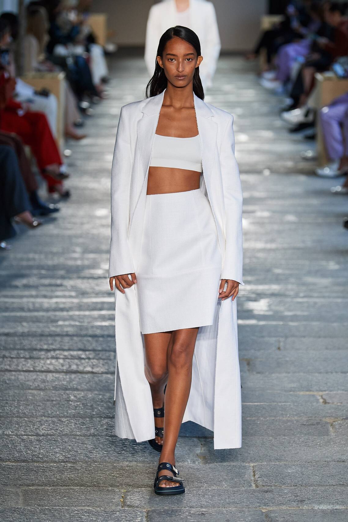 Gorgeous Floral print, eyelets and Irina Shayk among models at the Boss Spring 2021 show.