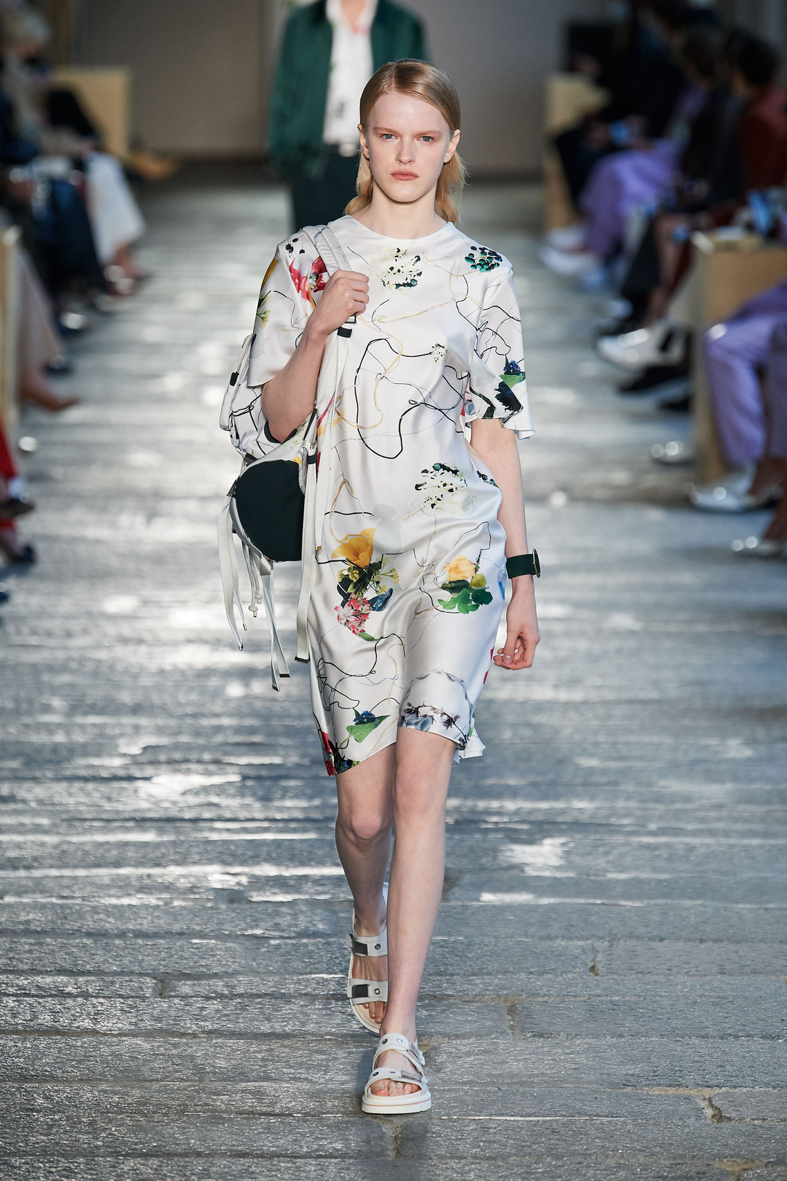 Gorgeous Floral print, eyelets and Irina Shayk among models at the Boss Spring 2021 show.