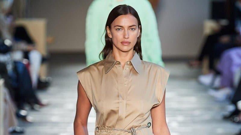 Gorgeous Floral print, eyelets and Irina Shayk among models at the Boss Spring 2021 show.