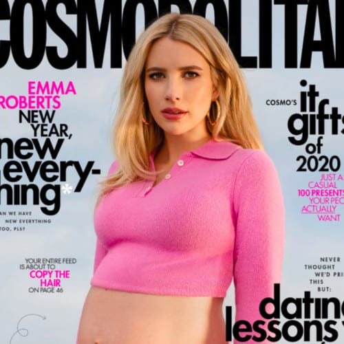 Enchant Pregnant Emma Roberts poses for Cosmopolitan cover