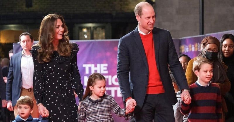 Rare shot: Kate Middleton and Prince William with three children appeared on the red carpet